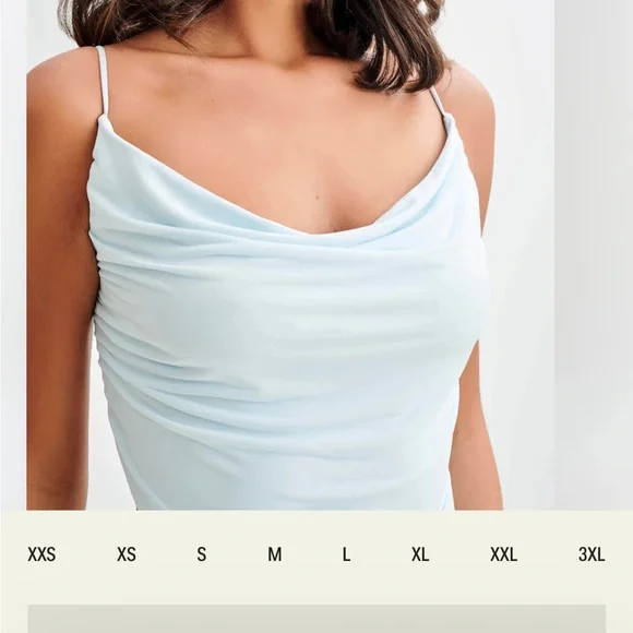 Meshki Jemma Draped Slinky Maxi Dress - Sky Blue - Picture 3 of 5